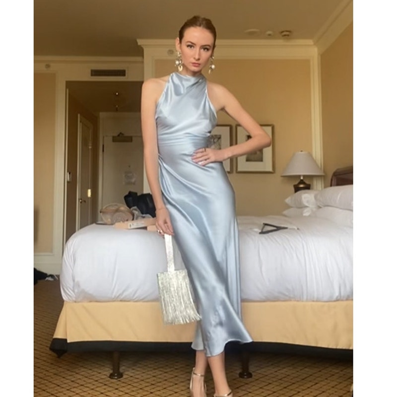 Reformation Anaiis Silk Dress Aquamarine Size 10 Nwt